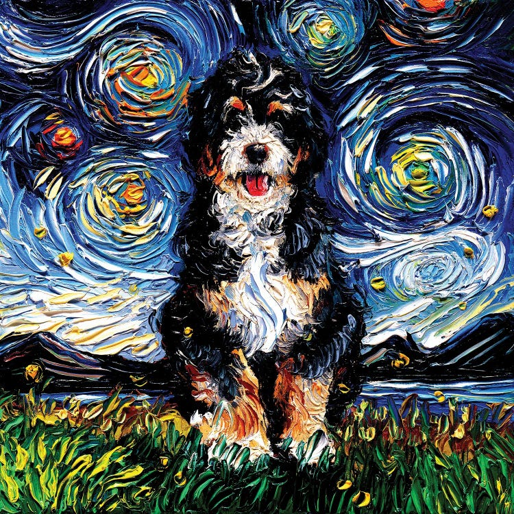 Bernedoodle Night by Aja Trier wall art