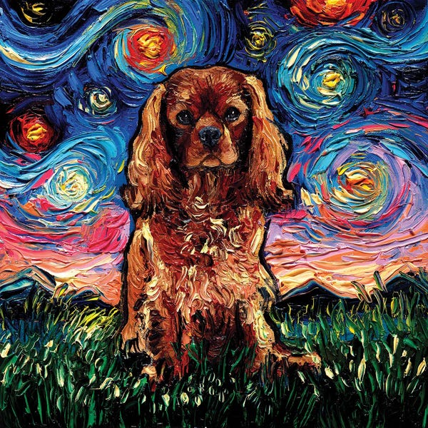 Re-Imagined Masters: Ruby King Charles Cavalier Spaniel Night by Aja Trier