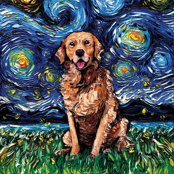 Re-Imagined Masters: Golden Retriever Night (Dark Coat) by Aja Trier