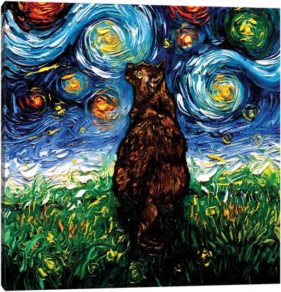 Tortoiseshell Cat Night Canvas Art Print