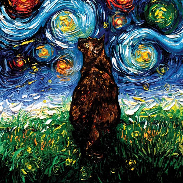 Azure Blue: Tortoiseshell Cat Night by Aja Trier