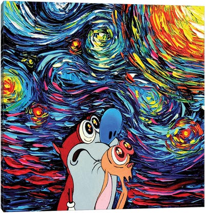 Van Gogh Never Experienced Space Madness Canvas Art Print - Animated & Comic Strip Characters