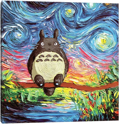 Van Gogh Never Met His Neighbor Canvas Art Print - My Neighbor Totoro