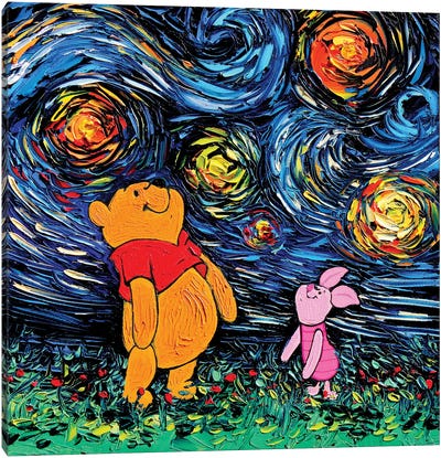 Van Gogh Never Saw Hundred Acre Wood Canvas Art Print - Animated & Comic Strip Characters