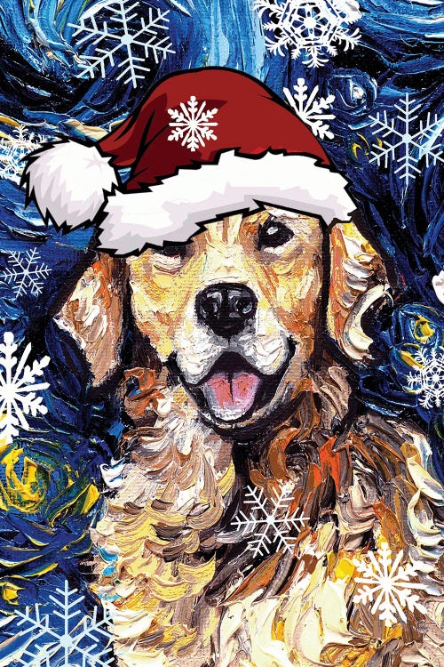 Golden Retriever Santa by Aja Trier wall art