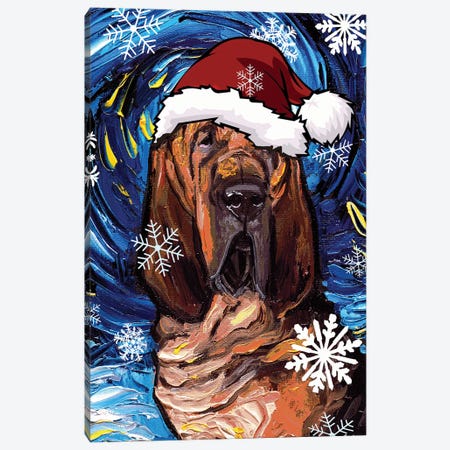 Bloodhound Santa Canvas Print #AJT430} by Aja Trier Canvas Artwork