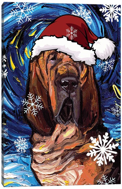 Bloodhound Santa Canvas Art Print - Bloodhound Art