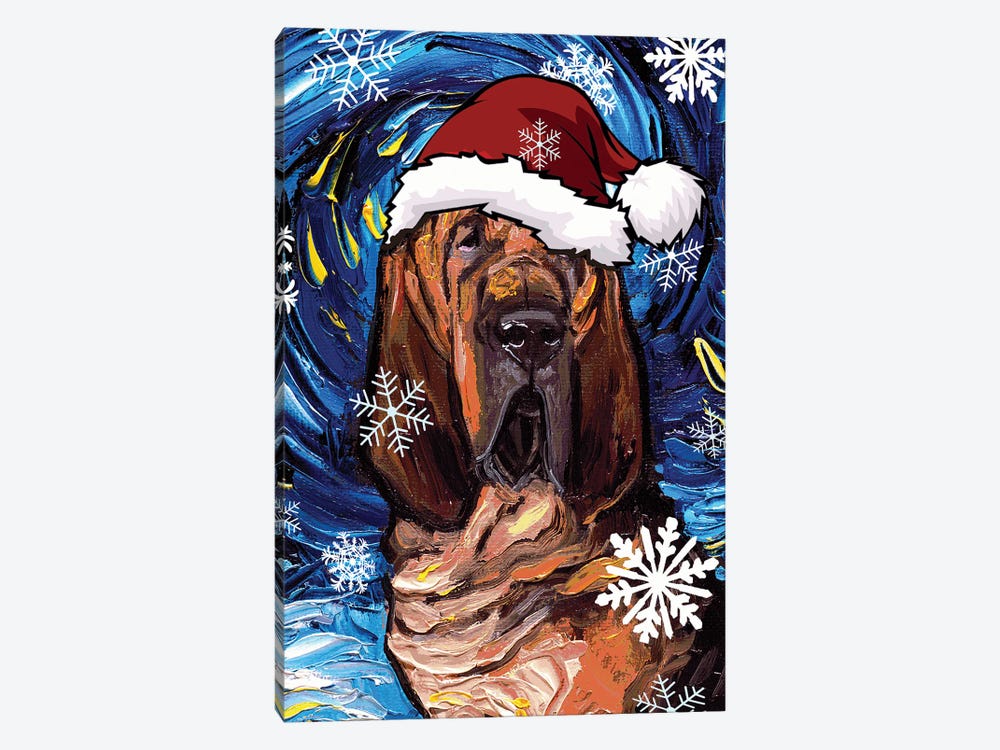 Bloodhound Santa by Aja Trier 1-piece Canvas Art Print