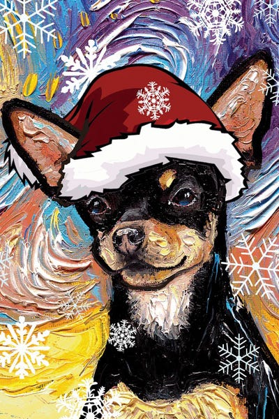 Pupsterpieces: Black And Tan Chihuahua Santa by Aja Trier