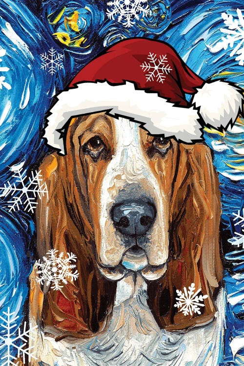 Basset Hound Santa by Aja Trier wall art