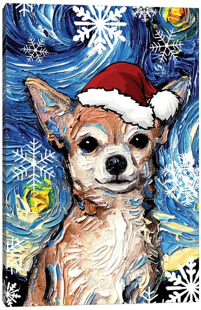 Chihuahua Santa Canvas Art Print - Christmas Animal Art