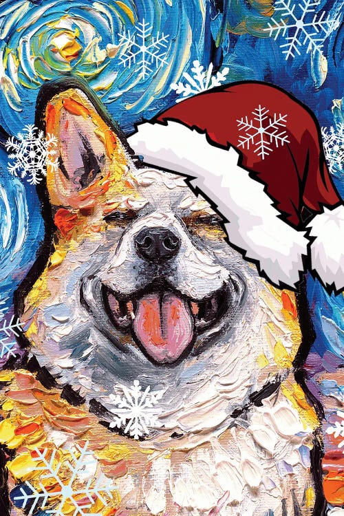 Smiling Corgi Santa