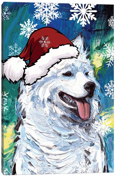 Samoyed Santa Canvas Art Print