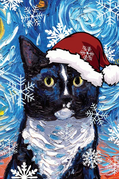 Christmas Animals: Tuxedo Cat Santa by Aja Trier