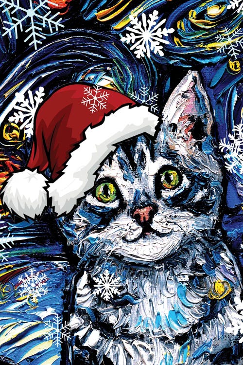 Gray Tabby Kitten Santa