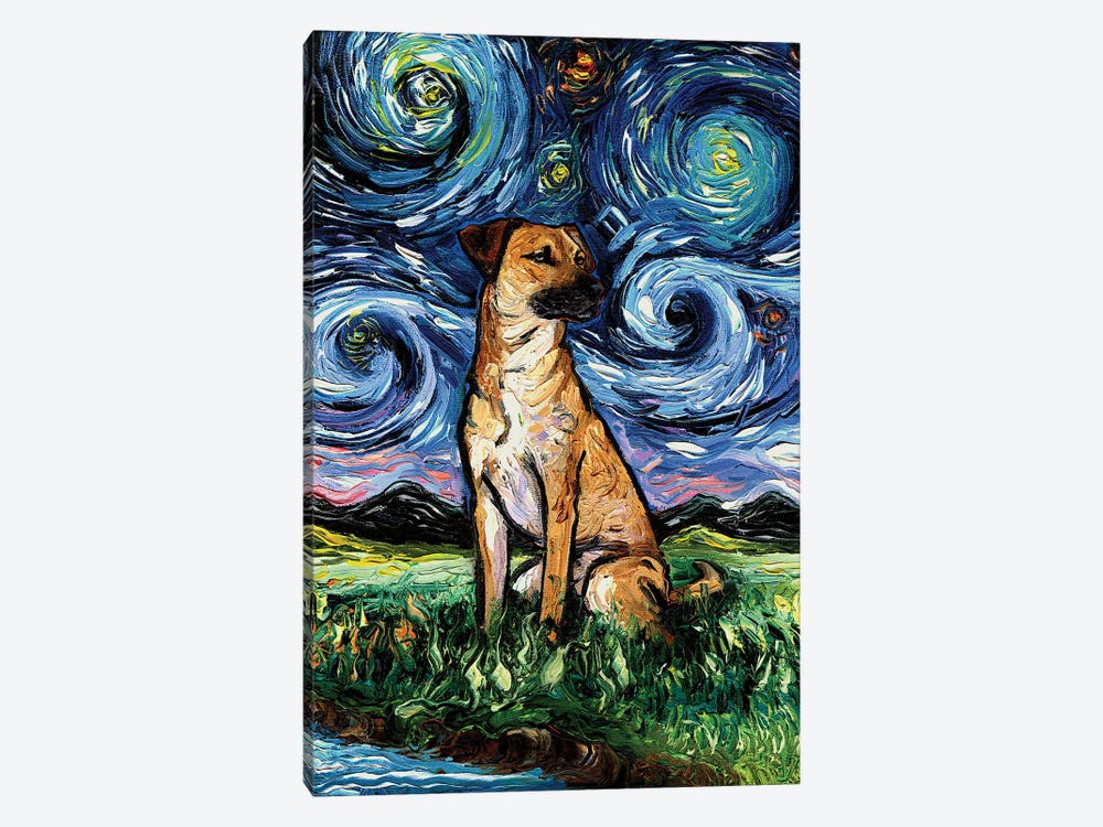 Black Mouth Cur Night by Aja Trier 1-piece Canvas Wall Art