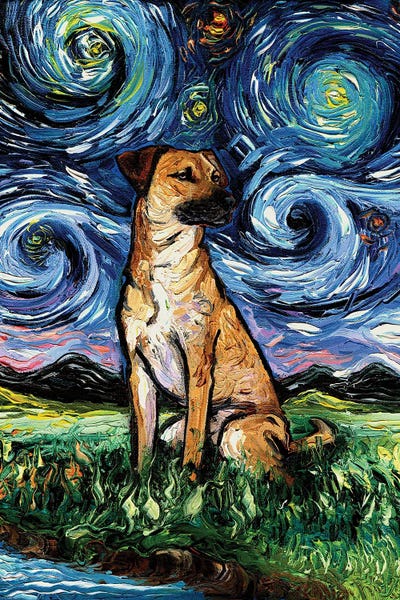 Starry Night Collection: Black Mouth Cur Night by Aja Trier