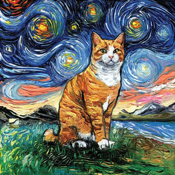 Grasses: Orange Tuxedo Tabby Night by Aja Trier