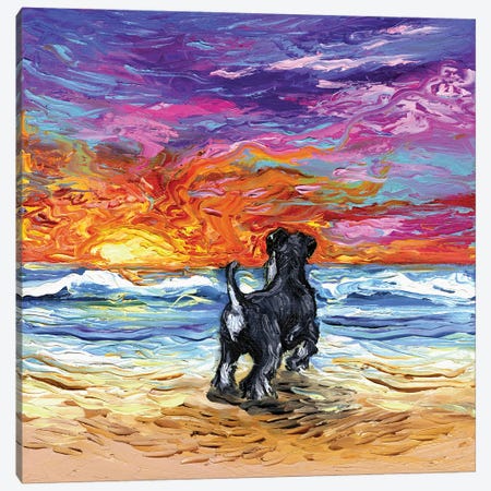 Beach Days - Schnauzer Canvas Print #AJT462} by Aja Trier Canvas Art Print