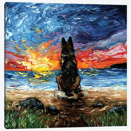 Beach Days - German Shepherd Canvas Print #AJT463} by Aja Trier Canvas Art Print
