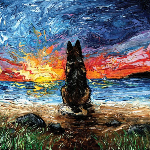 Beach Sunrises & Sunsets: Beach Days - German Shepherd by Aja Trier