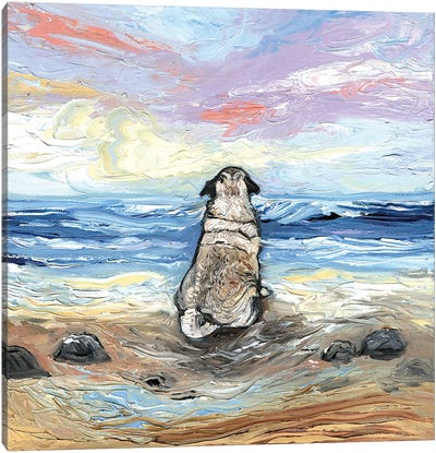 Beach Days - Pug Canvas Art Print - Aja Trier