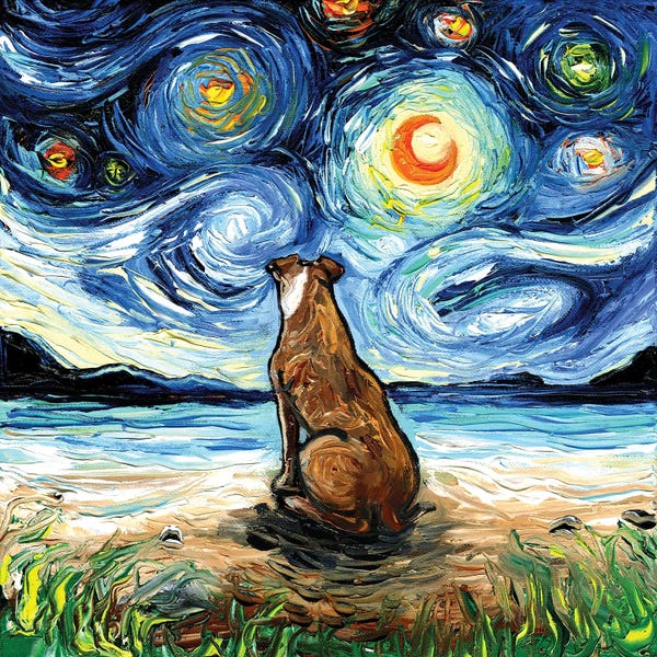 Pit Bulls: Beach Nights - Brown Pitbull by Aja Trier