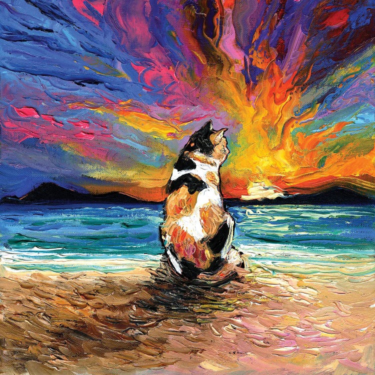 Beach Days - Calico Cat by Aja Trier wall art