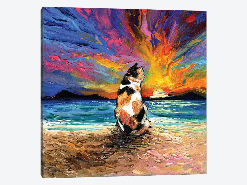 Beach Days - Calico Cat by Aja Trier 1-piece Canvas Print