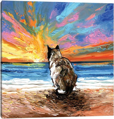 Beach Days - Snowshoe Cat Canvas Art Print - Aja Trier