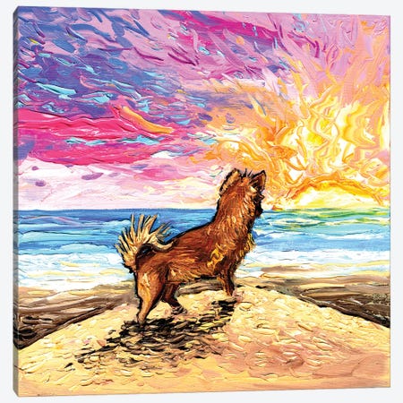 Beach Days - Chihuahua Canvas Print #AJT473} by Aja Trier Canvas Artwork