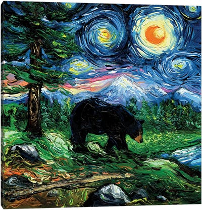Smoky Mountain Night Canvas Art Print - Bear Art