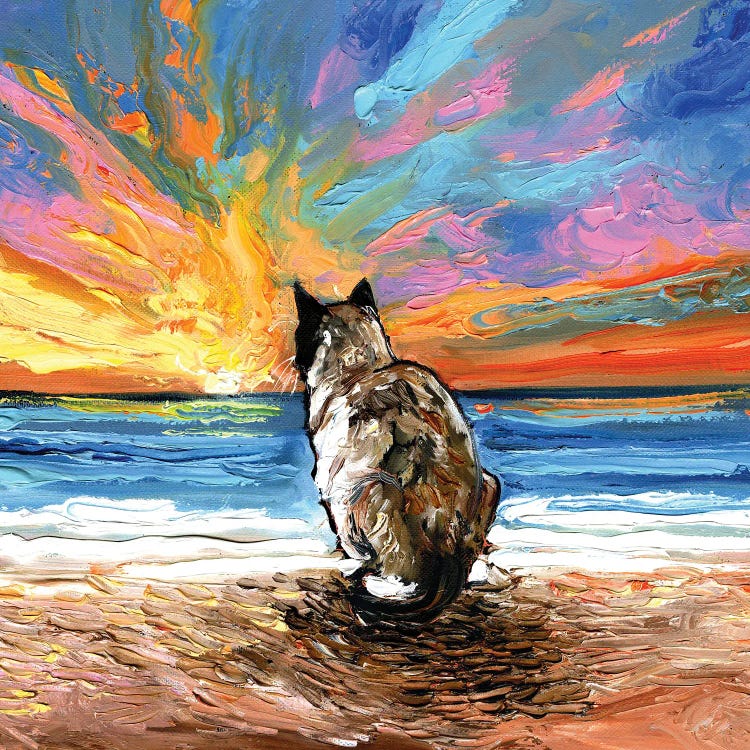 Beach Days -  Snowshoe Cat by Aja Trier wall art