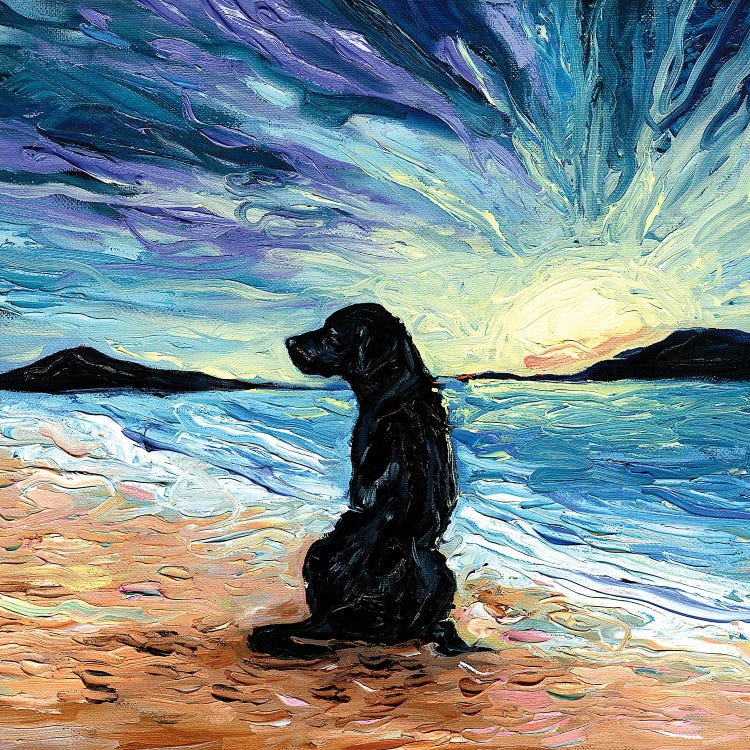 Beach Days -  Black Labrador by Aja Trier wall art