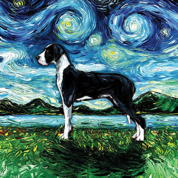 Great Danes: Mantle Great Dane Night by Aja Trier