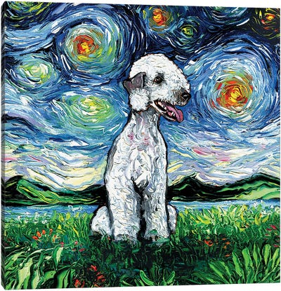 Bedlington Terrier Night Canvas Art Print - Aja Trier