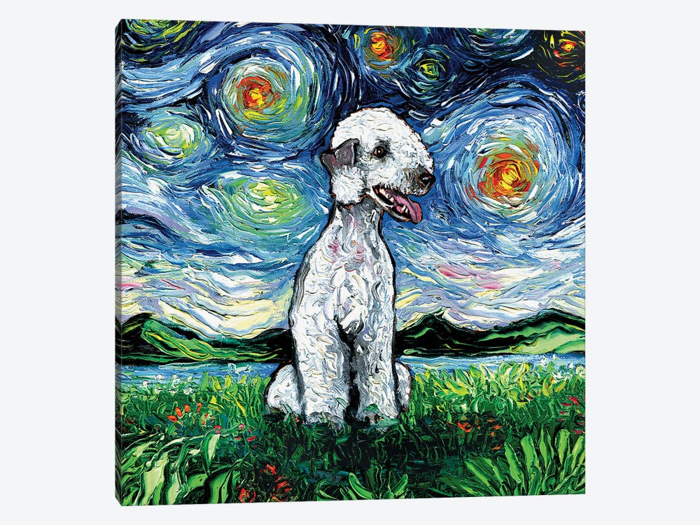 Bedlington Terrier Night by Aja Trier 1-piece Art Print