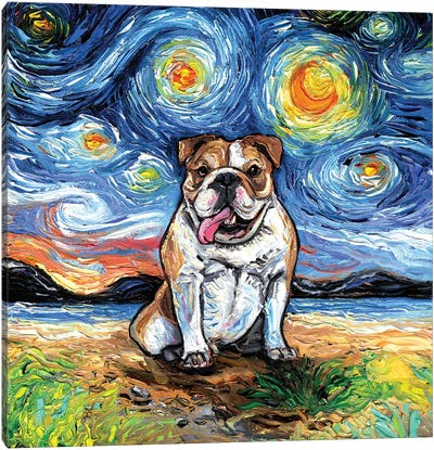 Bulldog Night II Canvas Art Print - Bulldog Art