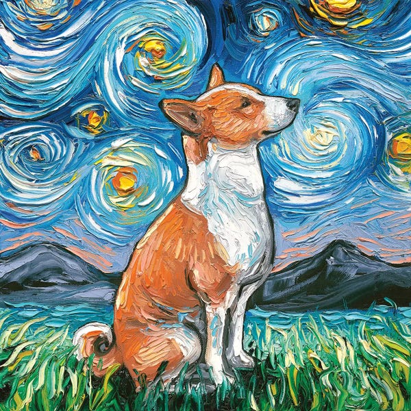 Starry Night Collection: Basenji Night by Aja Trier