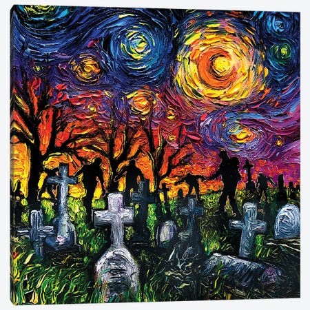 Starry Night of the Living Dead Canvas Print #AJT502} by Aja Trier Canvas Artwork