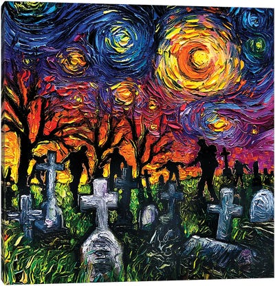 Starry Night of the Living Dead Canvas Art Print - Aja Trier