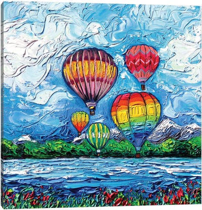 Up in the Air Canvas Art Print - Hot Air Balloon Art