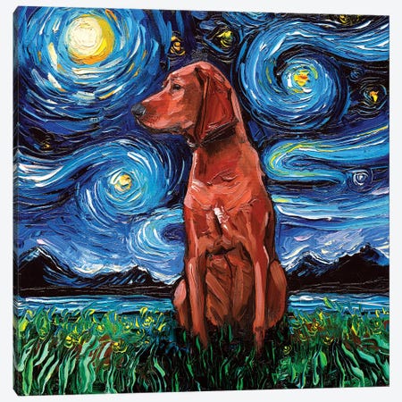 Redbone Coonhound Night Canvas Print #AJT50} by Aja Trier Canvas Art