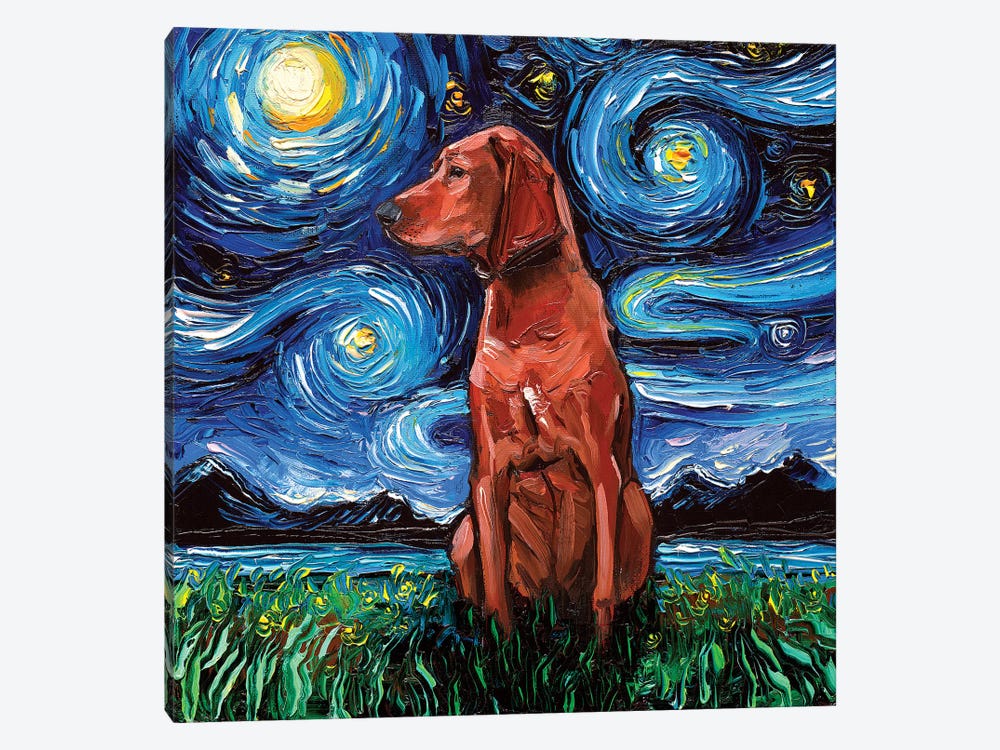 Redbone Coonhound Night by Aja Trier 1-piece Canvas Artwork