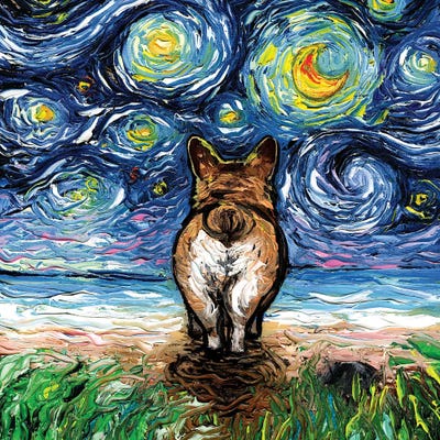 Beach Nights - Corgi by Aja Trier gallery poster