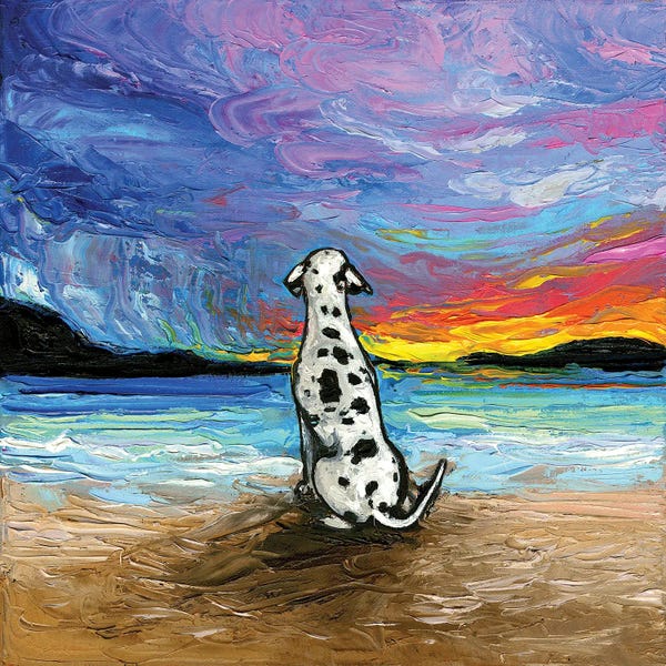 Large Coastal Art - Canvas Prints: Beach Days - Dalmatian by Aja Trier