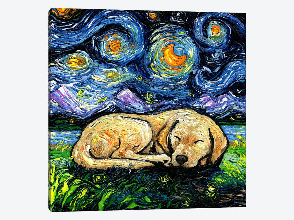 Sleepy Yellow Labrador Night by Aja Trier 1-piece Art Print