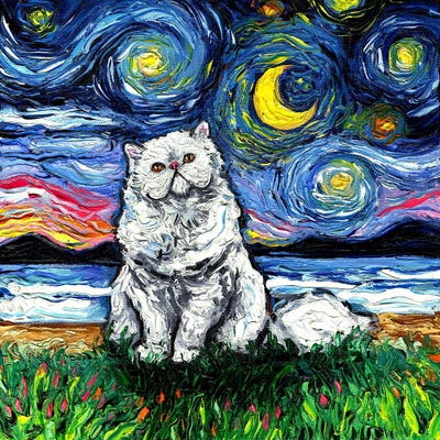 White Persian Night by Aja Trier metal wall art