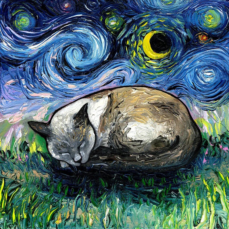 Sleepy Siamese Night by Aja Trier wall art