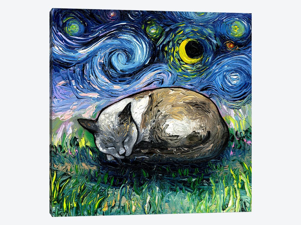 Sleepy Siamese Night by Aja Trier 1-piece Canvas Art
